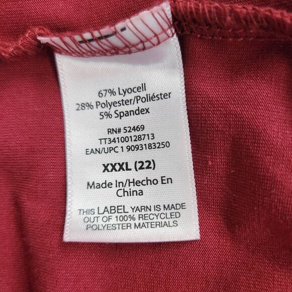 Time and Tru Oxblood Top Size XXXL Plus Size Burgundy Blouse with Ruching - Picture 8 of 10